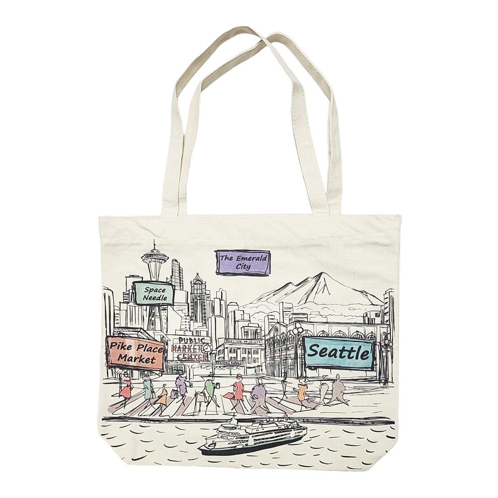 City-Themed Artwork Tote Bag Collection - Desned In The Usa, 17"X14", Uwu :)